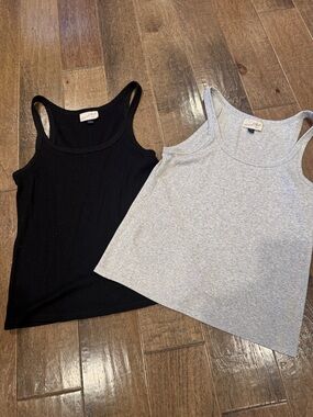 Universal thread Black & Heather Gray Ribbed Tank Tops - Pack